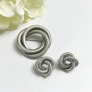 Sarah Coventry 1966 Vintage "Sarah's Circle" Silver Pin & Earring Set